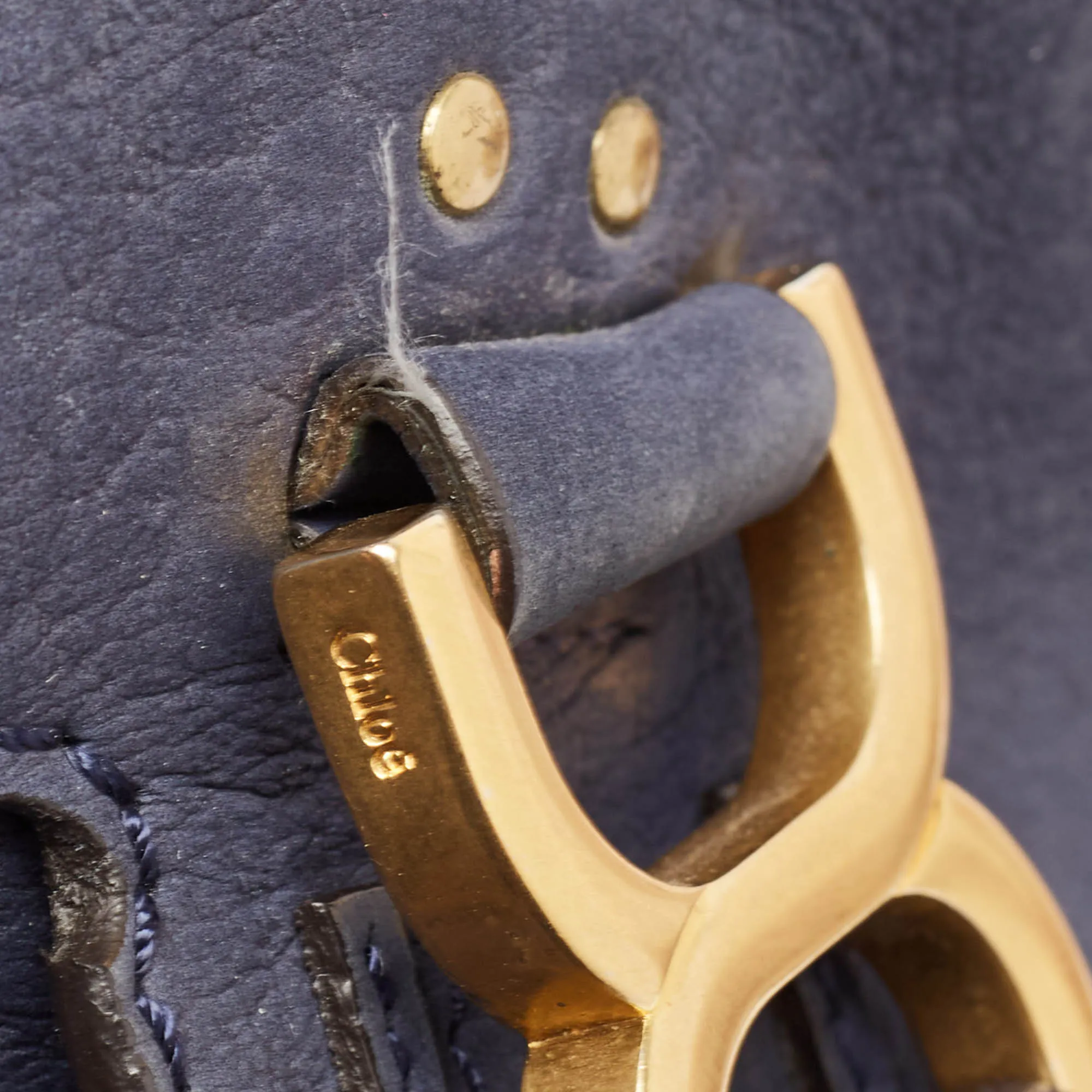 Chloe Navy Nubuck Large Marcie Satchel