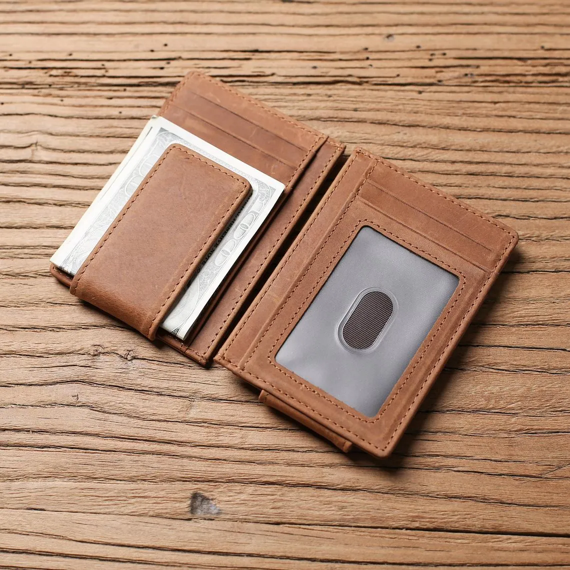 Personalized Husband Gift from Wife Custom Wallet for Men Engraved Leather Money Clip Boyfriend gift Mens Leather Money Clip Wallet
