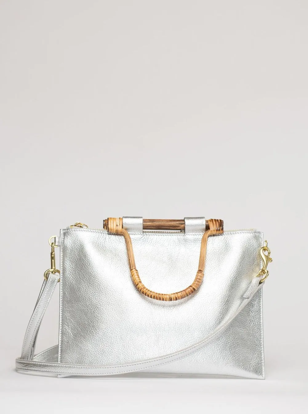 The Bamboo Clutch   Crossbody | Silver